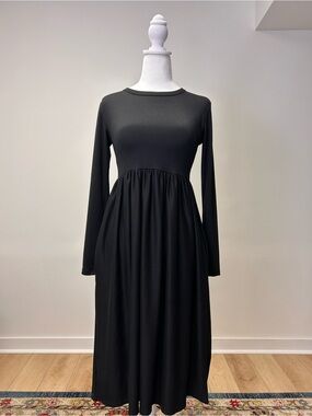 Velvet Torch Black Long-Sleeve Midi Dress NWOT Made in USA XS